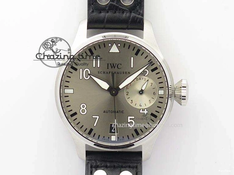 MIROTIME 0318 TimelessDesign Big Pilot Real PR IW500906 ZF 1:1 Best Edition Silver Dial On Black Leather Strap A 7285